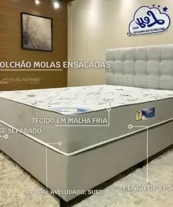 Alternative view of Conjunto Cama Casal Padrão Ley Colchões Isofort Luxo Cinza