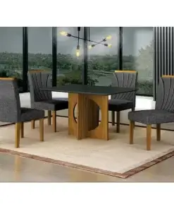Conjunto Sala de Jantar Mesa com 4 Cadeiras Lorena