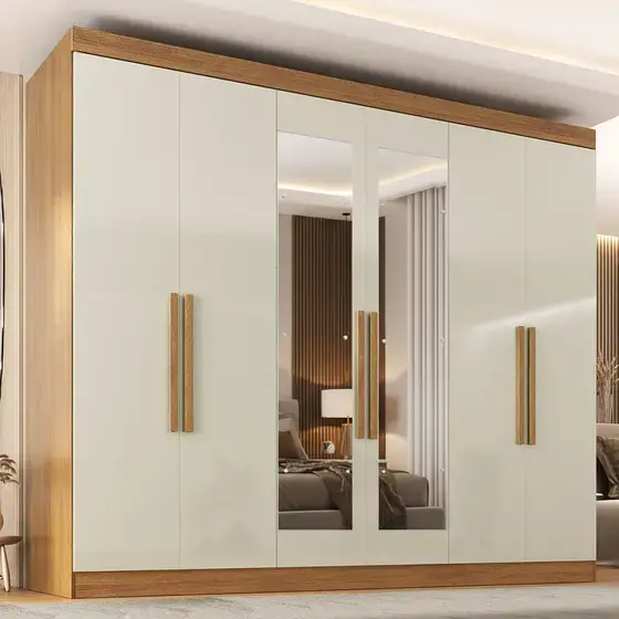 Guarda roupa Casal com Espelho 6 Portas 2 Gavetas paris