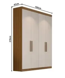 Alternative view of Guarda roupa ouro Solteiro 4 Portas 2 Gavetas