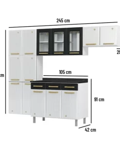 Alternative view of Cozinha Completa com Vidro 3 Gavetas Diamante Telasul