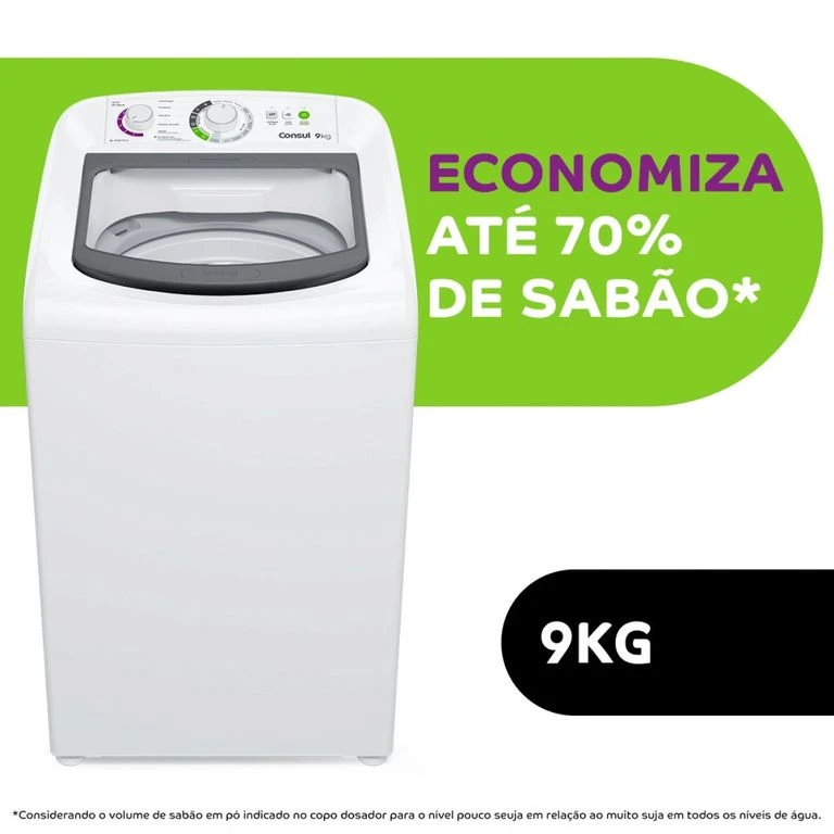 Lavadora de Roupas Consul 9Kg com Dosagem Econômica