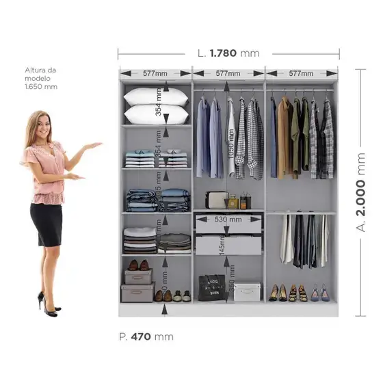 Guarda-roupa Casal 6 Portas 2 Gavetas ouro - Imagem 3