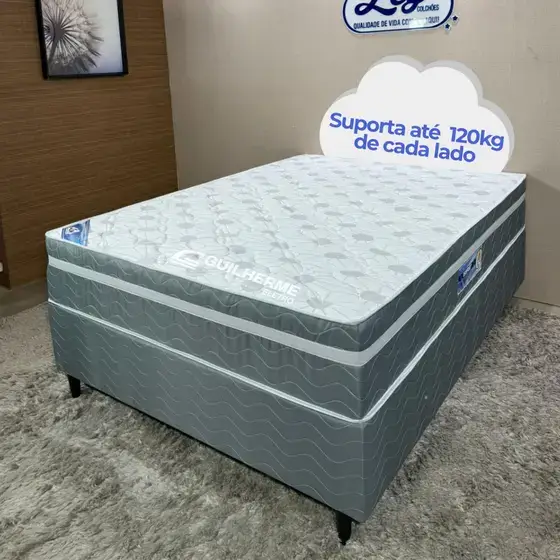 Cama casal Isofort Luxo Cinza Ley colchão