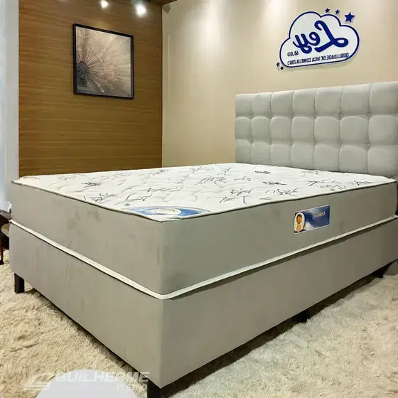 Conjunto Cama Casal Padrão Ley Colchões Isofort Luxo Cinza - Imagem 3