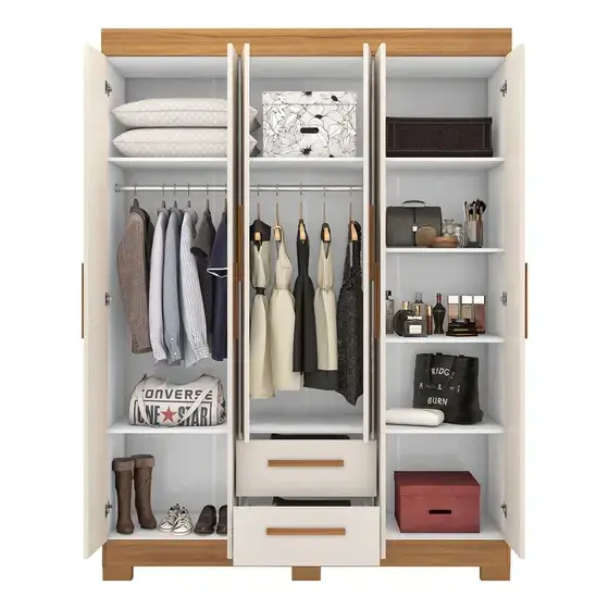 Guarda Roupa Solteiro com Pés 6 Portas 2 Gavetas NT 6015 - Imagem 2