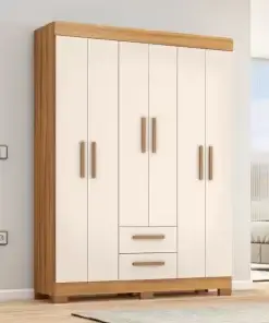 Guarda Roupa Solteiro com Pés 6 Portas 2 Gavetas NT 6015