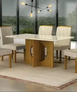 Conjunto Sala de Jantar Mesa com 6 Cadeiras Lorena