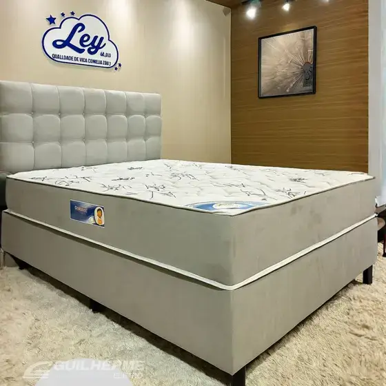 Conjunto Cama Casal Padrão Ley Colchões Isofort Luxo Cinza
