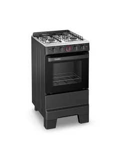 Fogão 4 Bocas Automático Ideal Super Preto Mesa Inox
