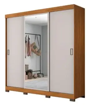 Guarda-Roupa Casal NT5020 3 Portas 4 Gavetas e Espelho