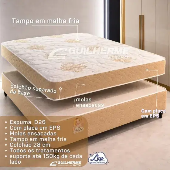 Cama Casal Molas Ensacadas Soft Luxo Caramelo - Imagem 2