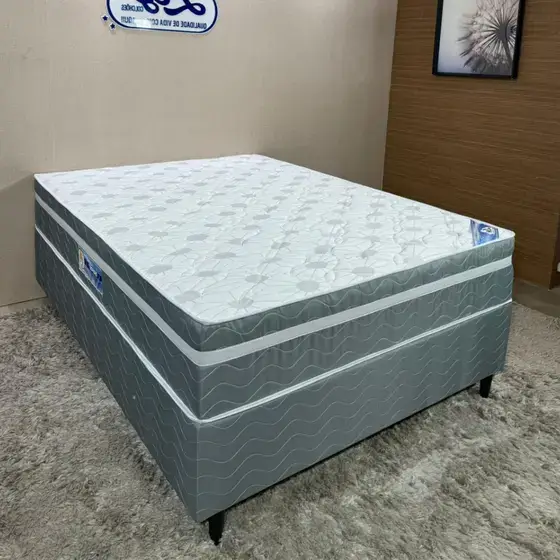 Cama casal Isofort Luxo Cinza Ley colchão - Imagem 2