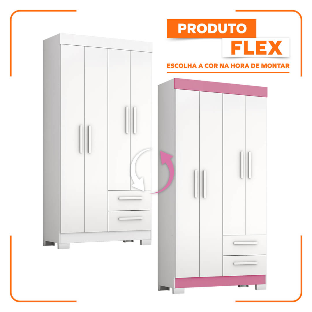 Guarda Roupa Solteiro 4 Portas 2 Gavetas NT 6010 - Imagem 3