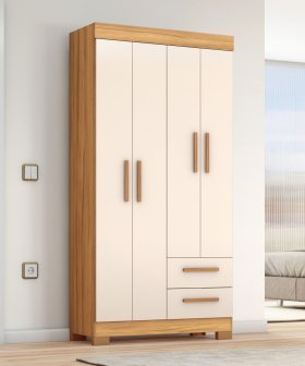 Guarda Roupa Solteiro 4 Portas 2 Gavetas NT 6010