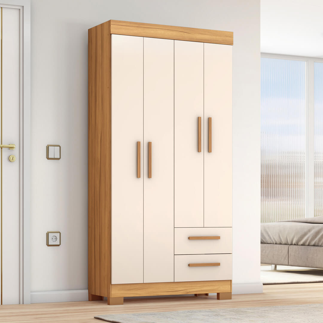 Guarda Roupa Solteiro 4 Portas 2 Gavetas NT 6010