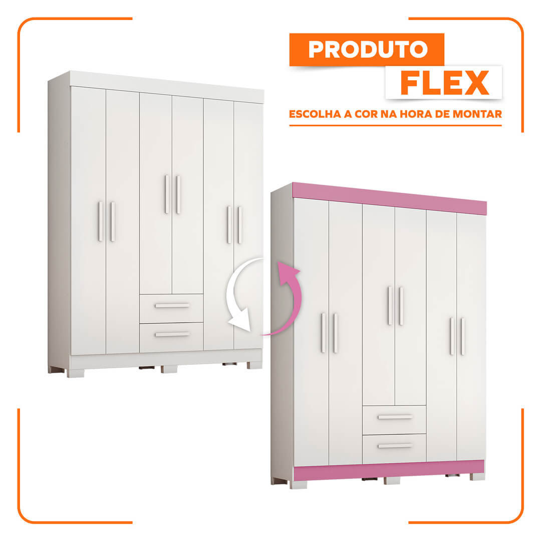Roupeiro Notavel NT 6015 com 6 Portas e 2 Gavetas