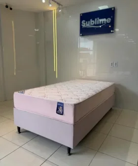 Cama Solteiro com colchão Ouro Luxo Ley Colchões