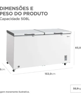 Alternative view of Freezer Horizontal 2 Portas 508L Branco Inverter Bivolt Midea